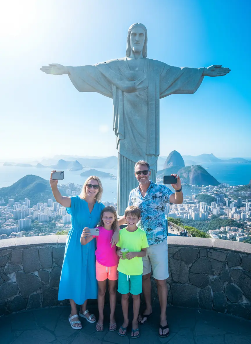 Reiseangebote 12 Familie Christus-Statue über Rio de Janeiro - Südamerika Rundreise
